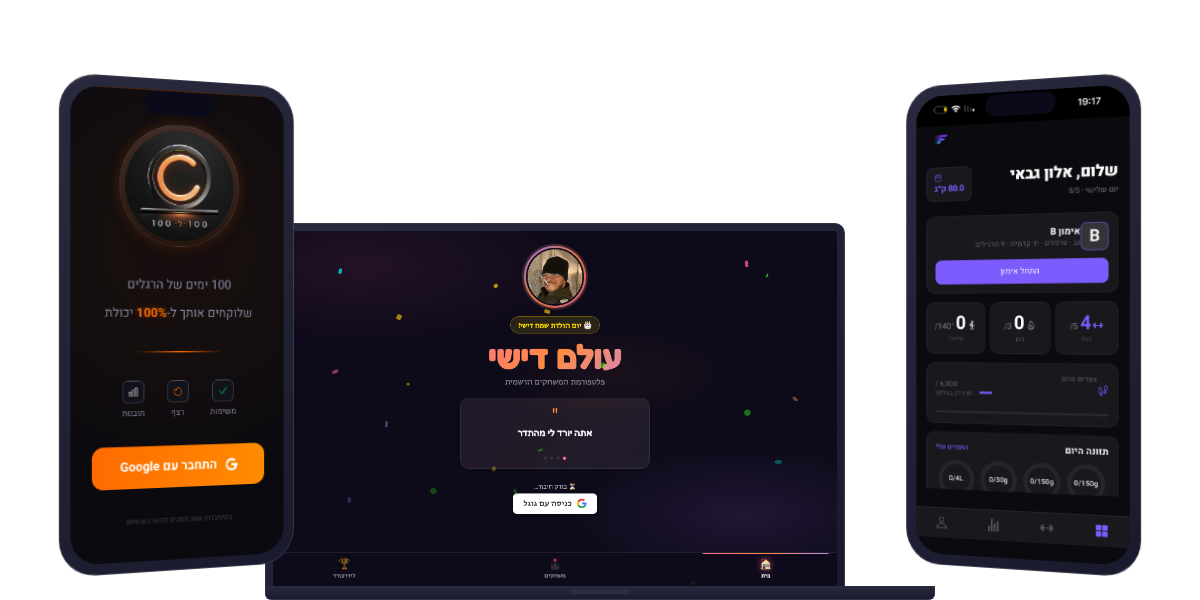 פרויקטים שנבנו עם Claude Code — עולם דישי, FitTrack, 100 ל-100