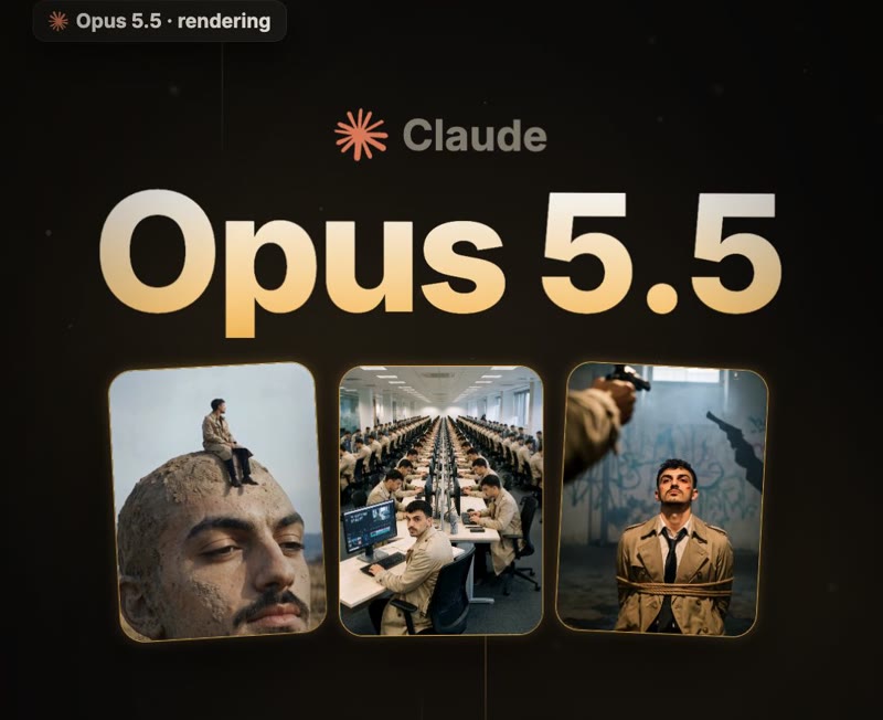 כותרת Opus 5.5 עם שלושה קליפים מתחתיה