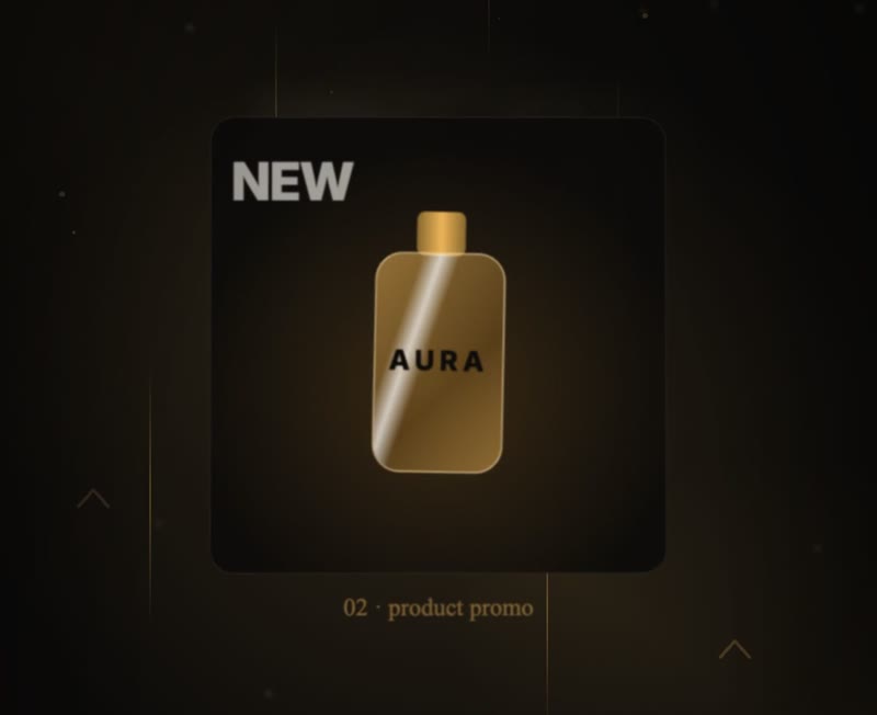 בקבוק בושם AURA עם תווית NEW ומבצע 30%